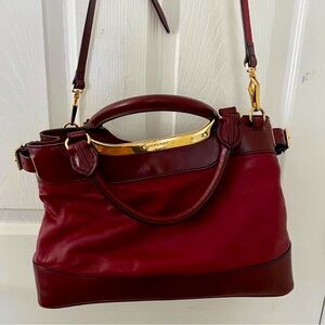 Dark Red Burberry leather handbag